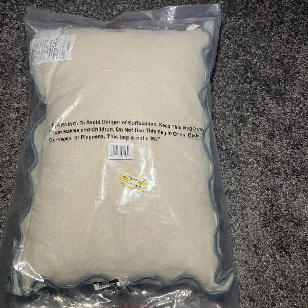Sage Green Ruffled Edge Lumbar Support Pillow With Removable‎ Cover Brand New